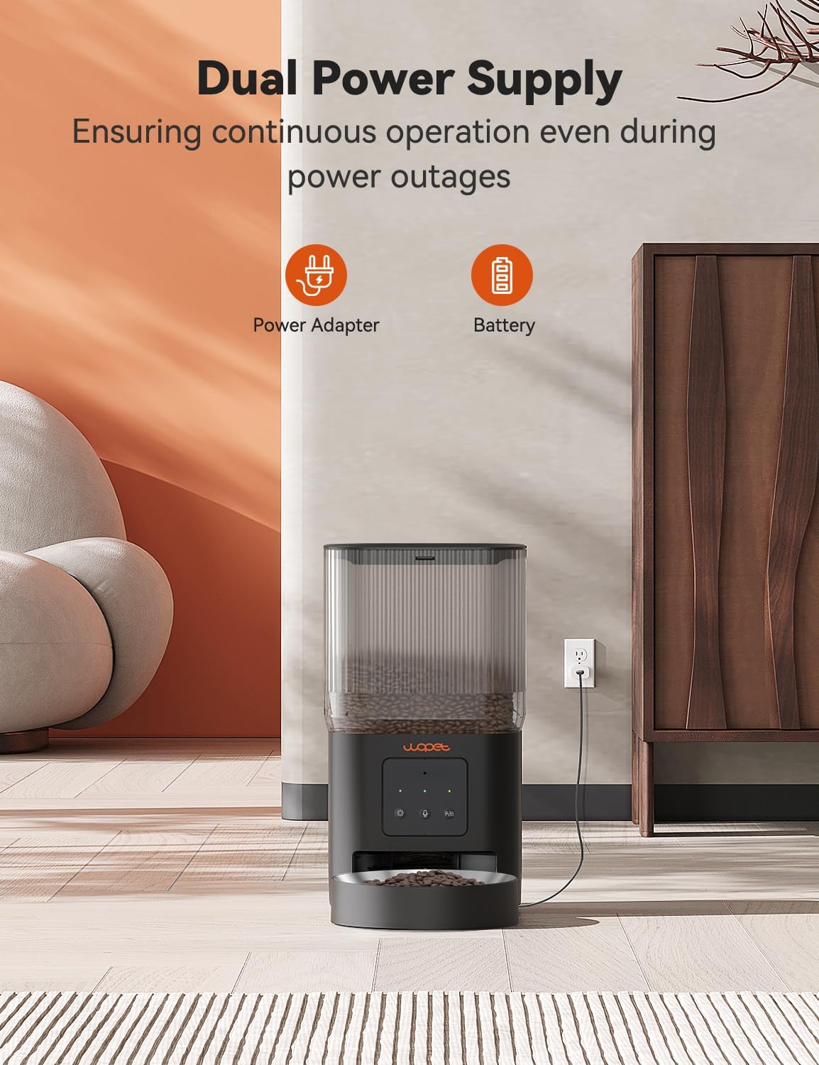 WOPET Automatic Cat Feeder, 4L WiFi Cat Food Dispenser with APP Control for Slow Feeding